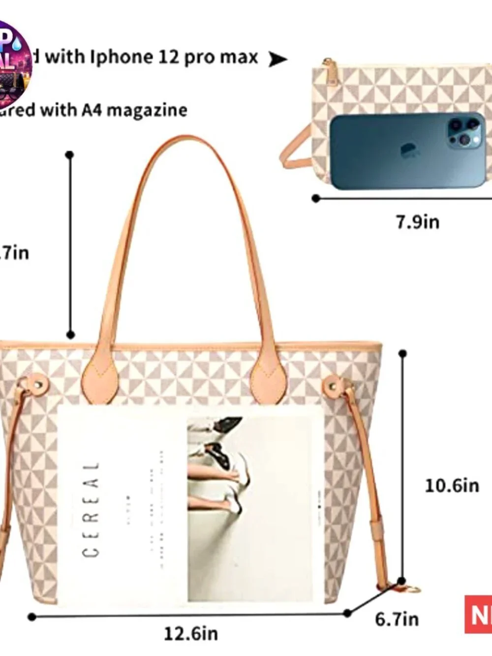 Leather Satchel Handbag with Top Handle and Wallet